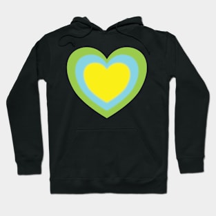 Hearts - concentric heart design green blue yellow Hoodie